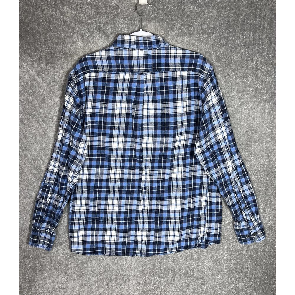Eddie Bauer Flannel Shirt Mens Size Large Blue White Plaid Long Sleeve Button Up - Picture 2 of 7